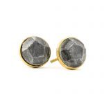 Grey Marble and Brass Pentagon Knob - Cabinet Knobs - Grey Marble and Brass Knob