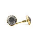 Grey Marble and Brass Pentagon Knob - Cabinet Knobs - Grey Marble and Brass Knob