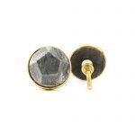 Grey Marble and Brass Pentagon Knob - Cabinet Knobs - Grey Marble and Brass Knob
