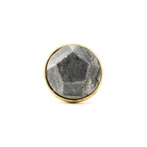Grey Marble and Brass Pentagon Knob - Cabinet Knobs - Grey Marble and Brass Knob
