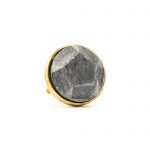 Grey Marble and Brass Pentagon Knob - Cabinet Knobs - Grey Marble and Brass Knob