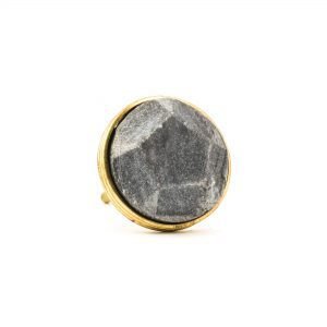 Grey Marble and Brass Pentagon Knob - Cabinet Knobs - Grey Marble and Brass Knob