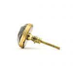 Grey Marble and Brass Pentagon Knob - Cabinet Knobs - Grey Marble and Brass Knob