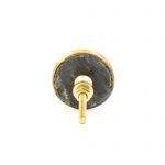 Grey Marble and Brass Pentagon Knob - Cabinet Knobs - Grey Marble and Brass Knob