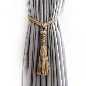 Jute and Black Zig-Zag Curtain Tie Back - Curtain Tie Backs - Jute and Black Zig-Zag Curtain Tie Back