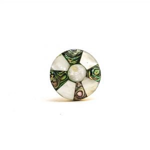 Small Brass Pinwheel MOP Knob - Cabinet Knobs - Small Brass Pinwheel MOP Knob