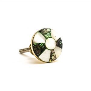 Small Brass Pinwheel MOP Knob - Cabinet Knobs - Small Brass Pinwheel MOP Knob
