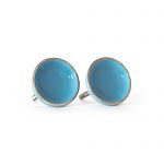 Sky Blue Ceramic Disc Knob with Gold Rim - Cabinet Knobs - Sky Blue Ceramic Disc Knob with Gold Rim