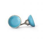Sky Blue Ceramic Disc Knob with Gold Rim - Cabinet Knobs - Sky Blue Ceramic Disc Knob with Gold Rim