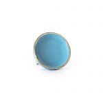 Sky Blue Ceramic Disc Knob with Gold Rim - Cabinet Knobs - Sky Blue Ceramic Disc Knob with Gold Rim