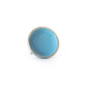 Sky Blue Ceramic Disc Knob with Gold Rim - Cabinet Knobs - Sky Blue Ceramic Disc Knob with Gold Rim