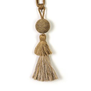Cotton and Mango Wood Tassel Curtain Tie Back - Curtain Tie Backs - Cotton and Mango Wood Tassel Curtain Tie Back