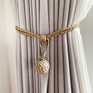 Cotton and Mango Wood Tassel Curtain Tie Back - Curtain Tie Backs - Cotton and Mango Wood Tassel Curtain Tie Back
