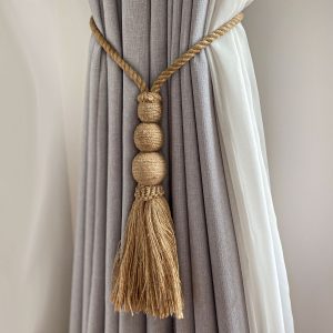 Triple Sphere Jute Curtain Tie Back - Curtain Tie Backs - Triple Sphere Jute Curtain Tie Back