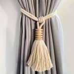 Cotton and Mango Wood Tassel Curtain Tie Back - Curtain Tie Backs - Cotton and Mango Wood Tassel Curtain Tie Back