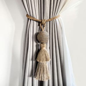 Cotton and Mango Wood Tassel Curtain Tie Back - Curtain Tie Backs - Cotton and Mango Wood Tassel Curtain Tie Back