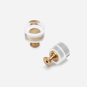 Glass and Brass Round Knob - Architectural Hardware - Glass and Brass Round Knob