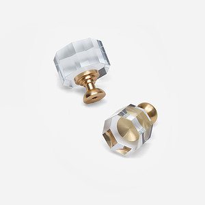 Glass and Brass Hex Knob - Architectural Hardware - Glass and Brass Hex Knob