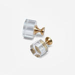 Glass and Brass Hex Knob - Architectural Hardware - Glass and Brass Hex Knob