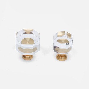 Glass and Brass Hex Knob - Architectural Hardware - Glass and Brass Hex Knob