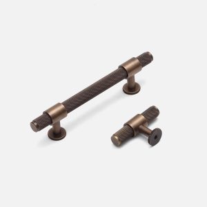 Lismore - Knurled Antique Bronze Brass Handle - Architectural Hardware - Antique Bronze Brass Handle