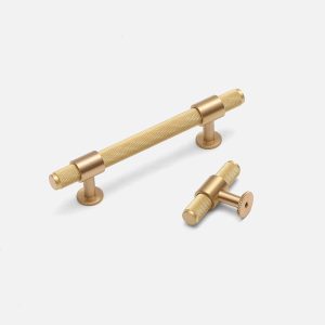 Lismore - Knurled Brushed Brass Pull - Architectural Hardware - Brushed Brass Pull