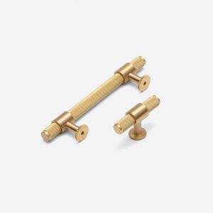 Lismore - Knurled Brushed Brass Pull - Architectural Hardware - Brushed Brass Pull