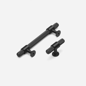 Lismore - Knurled Matte Black Brass Pull - Architectural Hardware - Matte Black Brass Pull