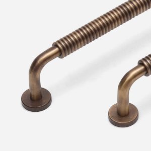 Kingston - Curved Antique Bronze Brass Handle - Architectural Hardware - Curved Antique Bronze Brass Handle