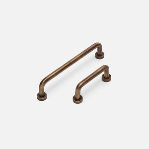 Ube - Curved Antique Bronze Brushed Brass Handle - Architectural Hardware - Curved Antique Bronze Brushed Brass Handle