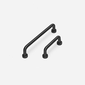 Ube - Curved Matte Black Brass Handle - Architectural Hardware - Curved Matte Black Brass Handle