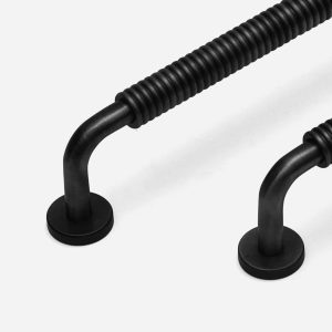 Kingston - Curved Matte Black Brass Handle - Architectural Hardware - Curved Matte Black Brass Handle