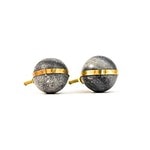 Grey Marble Knob with Brass Banding - Cabinet Knobs - Grey Marble Knob with Brass Banding