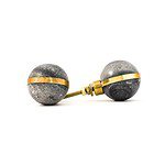 Grey Marble Knob with Brass Banding - Cabinet Knobs - Grey Marble Knob with Brass Banding