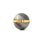 Grey Marble Knob with Brass Banding - Cabinet Knobs - Grey Marble Knob with Brass Banding