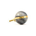 Grey Marble Knob with Brass Banding - Cabinet Knobs - Grey Marble Knob with Brass Banding
