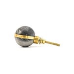 Grey Marble Knob with Brass Banding - Cabinet Knobs - Grey Marble Knob with Brass Banding