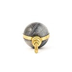 Grey Marble Knob with Brass Banding - Cabinet Knobs - Grey Marble Knob with Brass Banding