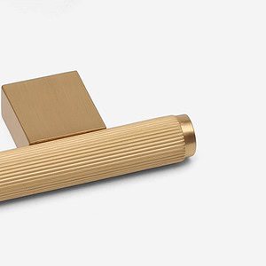 Genoa - Knurled Brushed Brass T-Bar Pull - Architectural Hardware - Knurled Brushed Brass T-Bar Pull