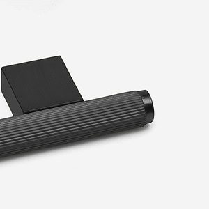Genoa - Knurled Matte Black Brass T-Bar Pull - Architectural Hardware - Knurled Matte Black Brass T-Bar Pull