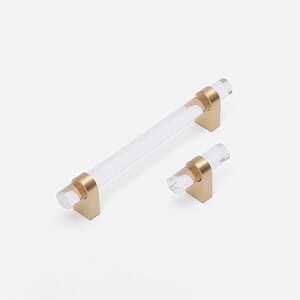 Hesse - Acrylic and Brushed Brass T-Bar Pull - Architectural Hardware - Acrylic and Brushed Brass T-Bar Pull