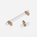 Hesse - Acrylic and Brushed Brass T-Bar Pull - Architectural Hardware - Acrylic and Brushed Brass T-Bar Pull