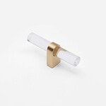 Hesse - Acrylic and Brushed Brass T-Bar Pull - Architectural Hardware - Acrylic and Brushed Brass T-Bar Pull