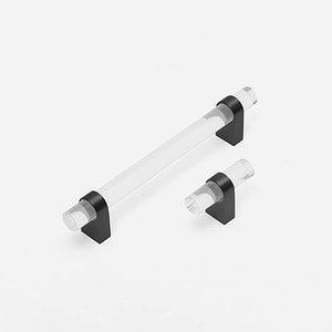 Hesse - Acrylic and Matte Black Brass T-Bar Pull - Architectural Hardware - Acrylic and Matte Black Brass
