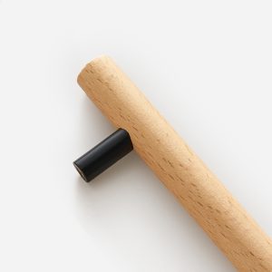Torgny - Beech Wood and Matte Black  Brass Handle - Architectural Hardware - Matte Black