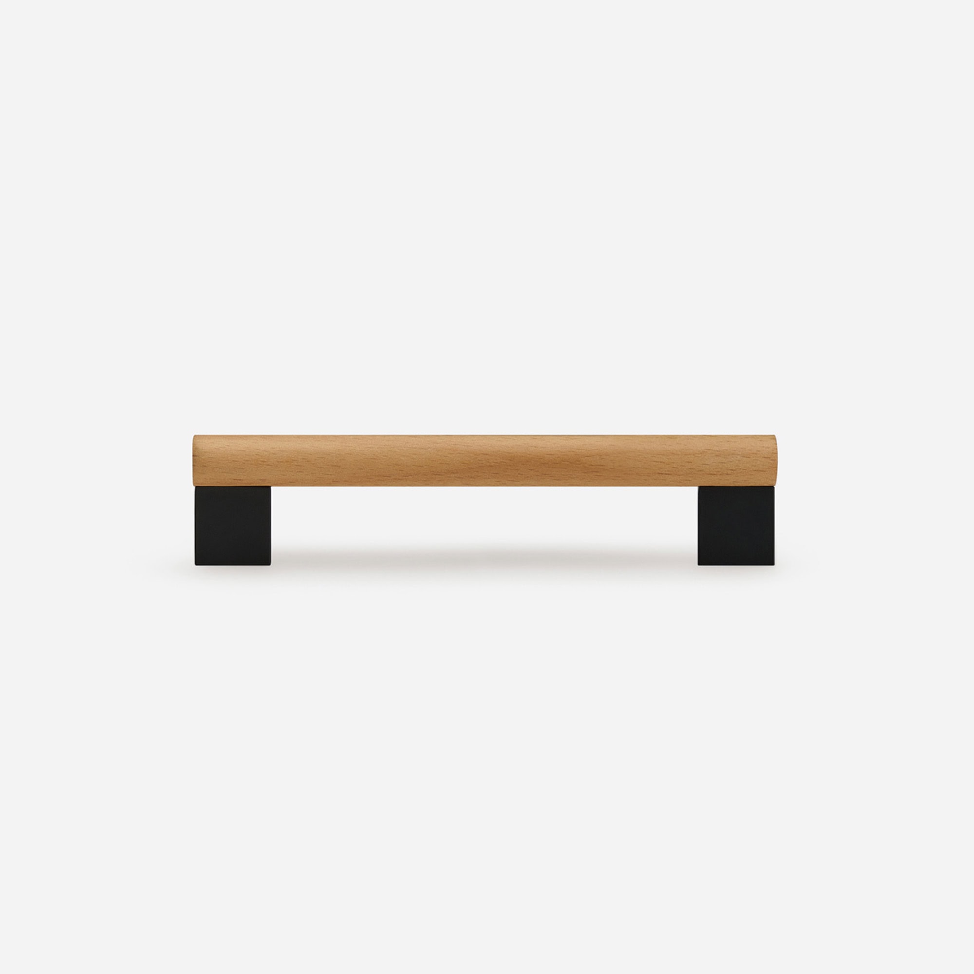 Brass and Wood_-BLK-3 Nice - Beech Wood and Matte Black Brass Handle - Architectural Hardware - Beech Wood and Matte Black Brass Handle