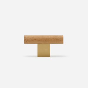 Nice - Beech Wood and Matte Black Brass Handle - Architectural Hardware - Beech Wood and Matte Black Brass Handle