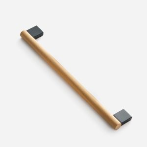Nice - Beech Wood and Matte Black Brass Handle - Architectural Hardware - Beech Wood and Matte Black Brass Handle