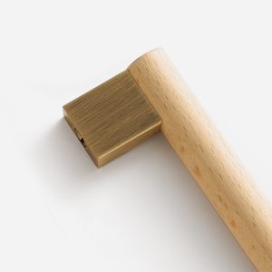 Nice - Beech Wood and Matte Black Brass Handle - Architectural Hardware - Beech Wood and Matte Black Brass Handle