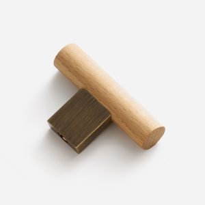 Nice - Beech Wood and Matte Black Brass Handle - Architectural Hardware - Beech Wood and Matte Black Brass Handle